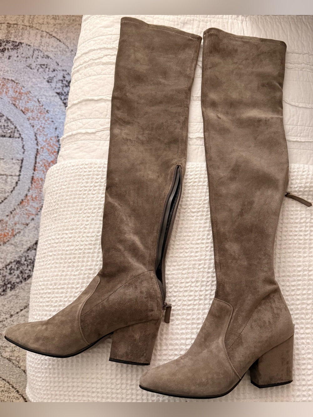 Goodnight Macaroon Taupe Suede Over-the-Knee Block Heel Boots